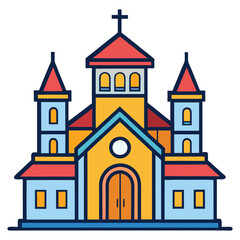 Colorful church building vector illustration religious worship christian architecture design art