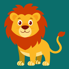 happy cartoon lion with big mane,