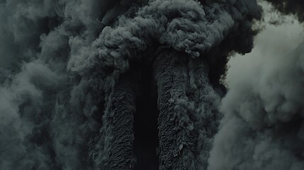 Eerie dark pillars shrouded in smoky mystery