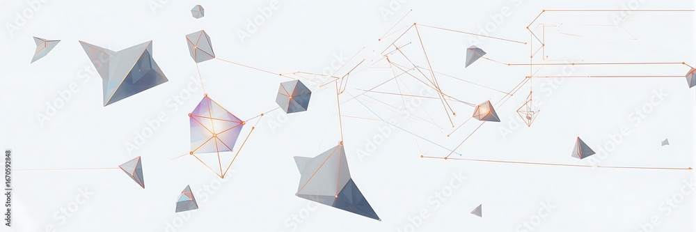 Poster abstract geometric shapes and scattered particles on white background isolated on white background f