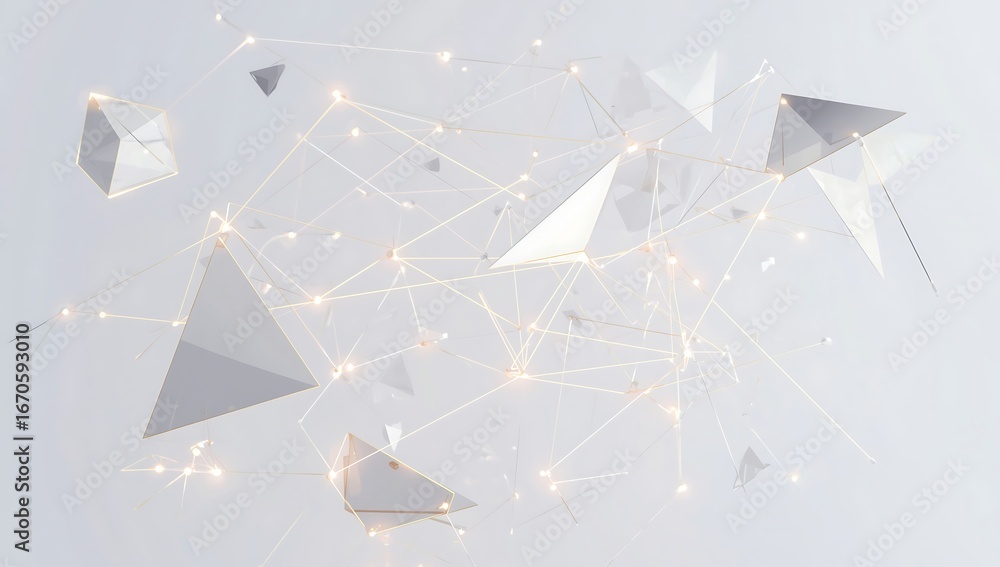 Poster abstract geometric shapes and connected lines on white background isolated on white background for m