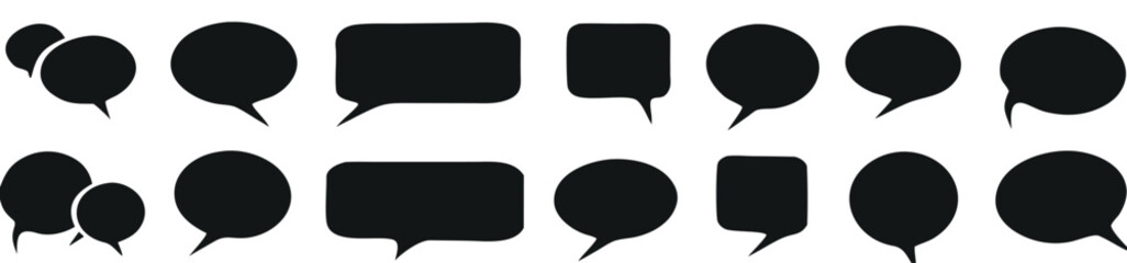 
Transparent PNG available
Silhouette speech bubble vector set. Speech bubbles. communication concept, Speak bubble, simple flat design. text box and message icon collection on a white background. vec