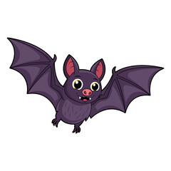 Cute Cartoon Bat Halloween Vector Illustration