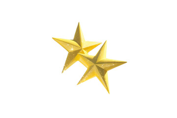 Obraz premium two lustrous golden stars with a smooth, reflective finish, no background