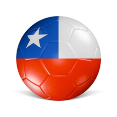 Soccer ball with Chile flag 3d render front view