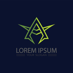 Abstract futuristic letter A logo design vector icon for high tech business branding