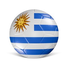 Soccer ball with Uruguay flag 3d render front view