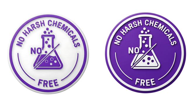 No harsh chemicals seal badges free icon set chemical free assurance