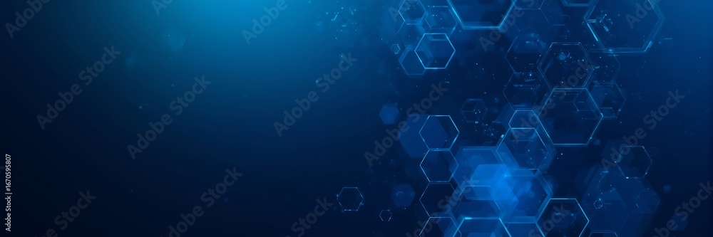 Aufkleber abstract blue technology background featuring hexagonal shapes and glowing lights, creating a modern