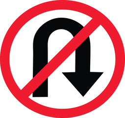 No U-turn traffic sign with red circle and diagonal line