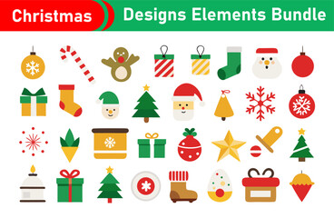 Christmas Designs Elements Bundle Holiday Icons Decorations and Festive Vector Graphics