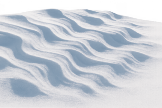 Snowdrift with wavy pattern creating winter wonderland on transparent background