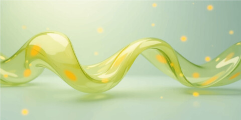 Abstract colorful green background with flowing waves bubbles and smooth digital design