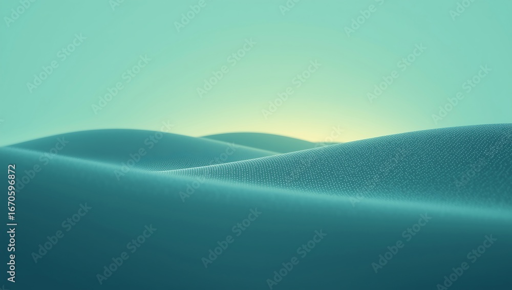 Poster abstract blue green waves with sparkling dots, a modern and dynamic background with smooth curves an