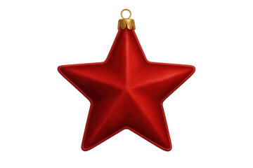 Red christmas star ornament hanging with transparent background