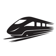  Modern High-Speed Train Icon &ndash; Black Silhouette Vector