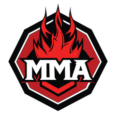 Regal mma logo with crown and flames isolated on white background, symbolizing mixed martial arts and championship