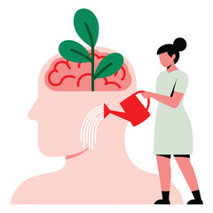 Growing Brain Mental Health Self-Care Vector