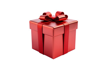 Festive red gift box tied with a shiny red bow for celebrations transparent background