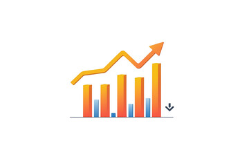 a chart illustration, with an upward arrow, shows success, and represents business growth, with a modern artistic, clean design.