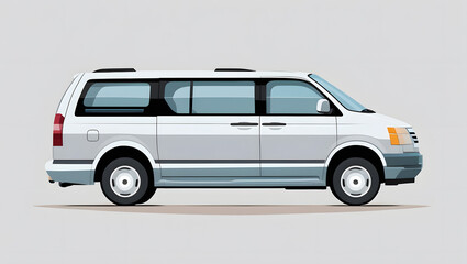Minimal vector illustration of a family minivan with tinted windows, isolated flat design clipart, modern compact van for urban transport and travel