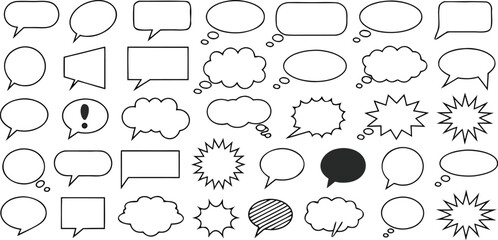 Hand drawn speech bubbles set cartoon vector icons for communication and chat © MAHIR