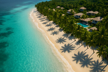 Plage tropicale paradisiaque vue du ciel