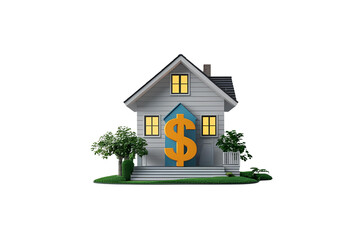 a house with a dollar sign, representing real estate, and investment with a modern design and creative illustration style.