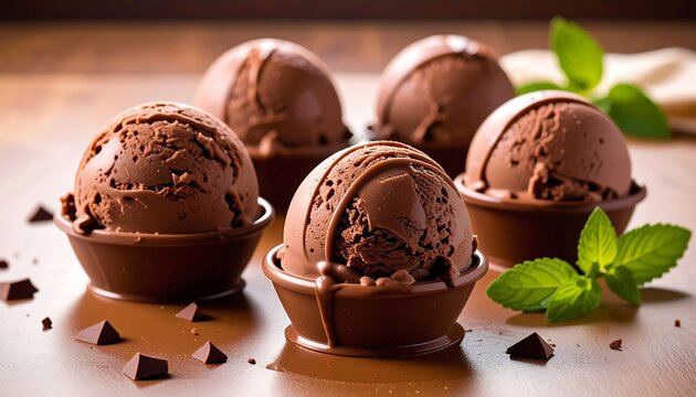 Chocolate Ice Cream Scoops.