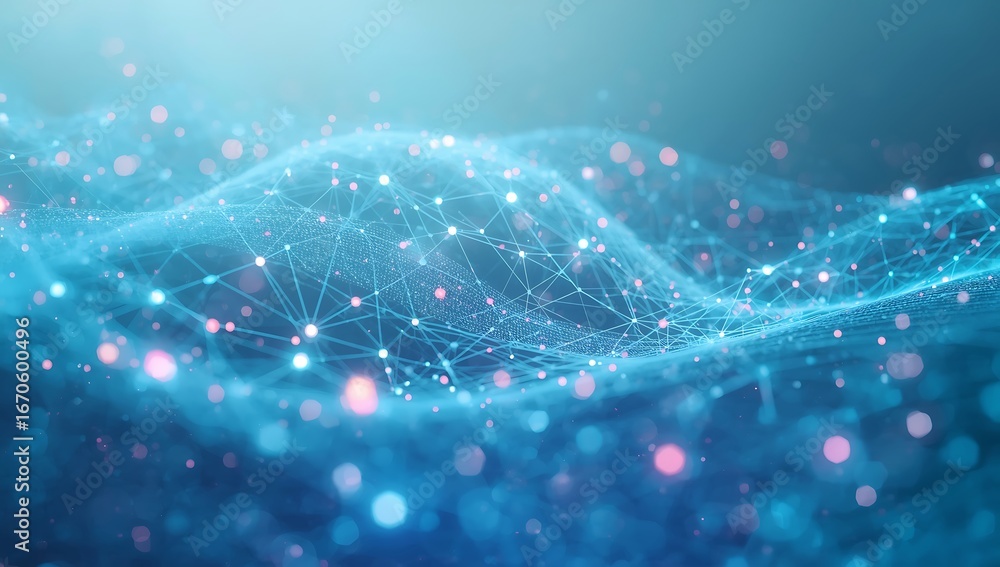 Poster abstract technology background with connecting dots and lines creates a dynamic and futuristic feel,