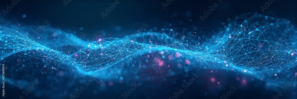 Poster abstract technology background with connecting dots and lines creates a dynamic and futuristic feel,