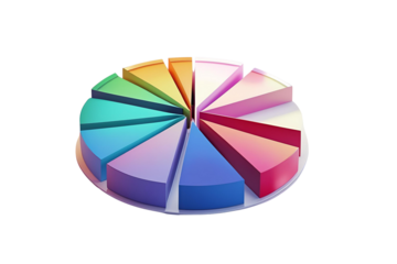 a colorful pie chart illustration, representing business data, with a modern artistic design, showing success and a clear vision.