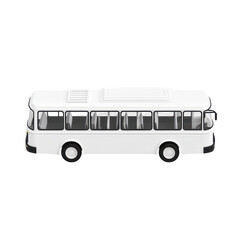 White passenger bus, white passenger bus parked on the street, isolated on transparent background