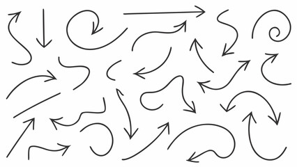 Collection of hand drawn arrows in various styles and directions