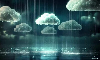Abstract Cloud Computing Data Stream Digital Rain Technology Concept. - Powered by Adobe