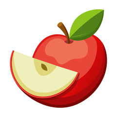 Vibrant red apple with a slice, perfect for healthy eating, nutrition, and food-related designs, representing fresh fruit and wellness