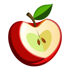 Vibrant, juicy red apple cut open to reveal a heart-shaped core, ideal for healthy eating, nutrition, and food-related designs, perfect for branding and marketing materials
