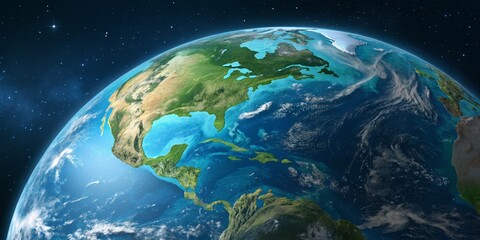 Obraz premium North America from Space High-Resolution Earth Image, Planet Earth, Global Perspective, Satellite Imagery, Digital Rendering Earth, Globe