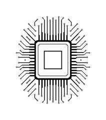 Microchip with Central Processing Unit Circuitry  Illustration