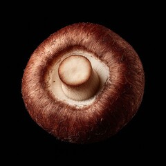 Mushroom close-up showcasing texture and natural colors under studio lighting conditions
