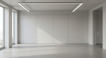 Obraz premium Modern empty office interior with large windows and minimalist design 
