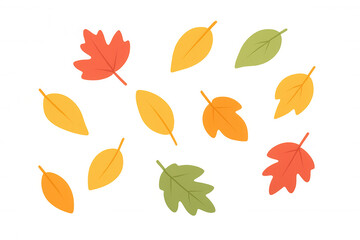 Colorful autumn leaves falling gently on a transparent background, creating a vibrant and seasonal design