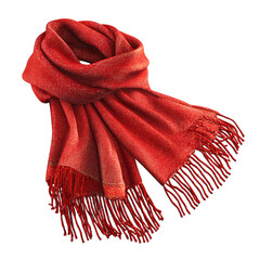 Fototapeta na wymiar Red woven scarf, isolated on transparent background