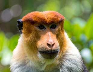 Fototapeta premium Close-up of a red-shanked proboscis monkey
