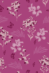 Classic Popular Flower Seamless pattern background - For easy making seamless pattern use it for filling any contours