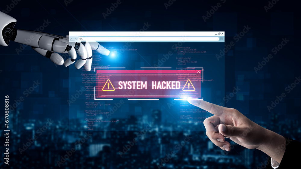 Poster ai artificial intelligence protects systems from cyber threats through automated monitoring, smart f