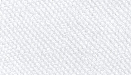Close-up view of a white woven fabric texture, displaying a regular pattern of interwoven threads.