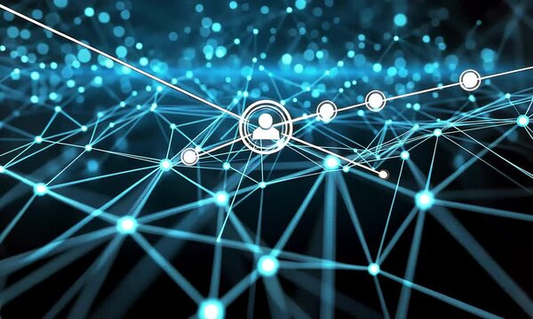 Digital network connections with person icon representing social networking and communication. - Powered by Adobe