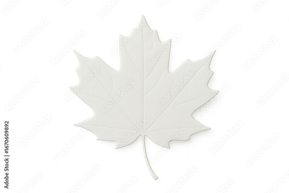 Poster white maple leaf with visible veins isolated on a transparent background, perfect for autumn or natu