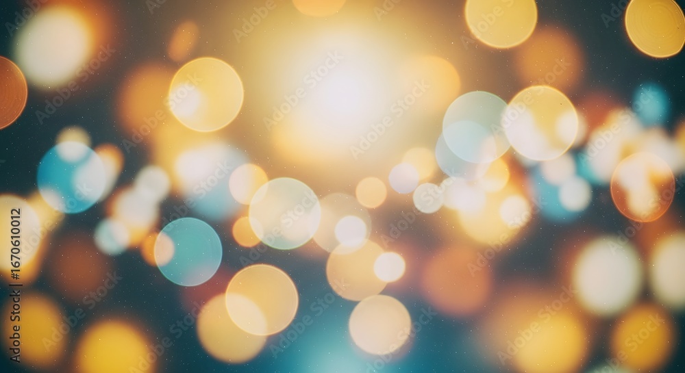 Wall mural abstract background with bokeh lights and a warm glow